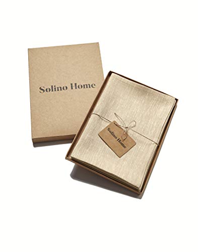 Solino Home 100% 리넨 냅킨 샴페인 베이지, 아테나 50.8 x 50.8cm(20 x 20인치), 4개 세트 - color: 02: 샴페인 베이지, size: 20" x 20" (Set of 4)