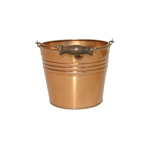 Headwind Vintage Collection - 6 Inch New Penny Banded Planter with Handles – Small Galvanized Buckets & Metal Flower Pots, Decorative Bucket Planter with Drainage Hole for Indoor Plants & Outdoor Gard - color: New Penny, size: 6"