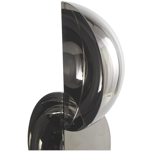 Deco 79 Crystal Geometric Decorative Sculpture Abstract Two-Tone Home Decor Statue with Stacked Semi Circles, Accent Figurine 5" x 4" x 18", Black