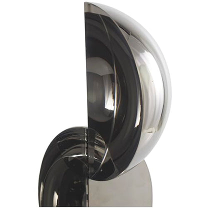 Deco 79 Crystal Geometric Decorative Sculpture Abstract Two-Tone Home Decor Statue with Stacked Semi Circles, Accent Figurine 5" x 4" x 18", Black