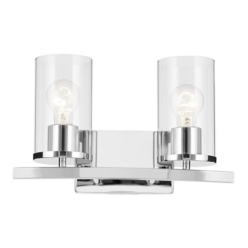 Kichler Crosby 2-Light Bathroom Vanity Light, Chrome - color: Chrome, size: 2 Light, style: Clear Glass