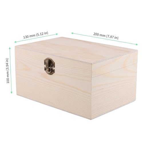FUNSUEI 4 PCS 7.9 x 5.1 x 3.9 Inch Wooden Box with Hinged Lid, Unfinished Wood Box, Wooden Boxes for Crafts for Jewelry, DIY Craft, Storage, Gift - color: Wood Color, size: 4PCS 7.9x5.1x3.9 Inch