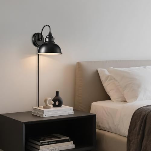 Mini Gooseneck Wall Sconce, 2-Way Mount with Switch, Black - color: Black