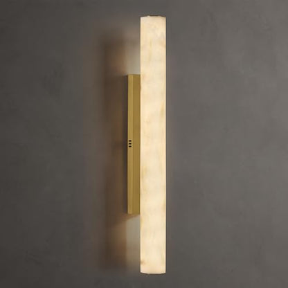 36" Alabaster Wall Sconce, Large Brass Linear Sconce, Modern Bathroom Vanity Light, 3000K Dimmable Faux Alabaster Sconces, Durable Indoor Wall Lamp for Bedroom Living Room, Entryway, Stairs (1 Pack) - color: Gold-36in-1pcs