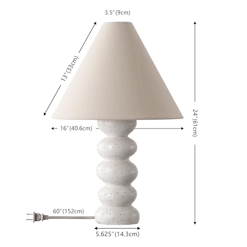 SAFAVIEH Lighting - Luana 24-Inch Table Lamp - White Resin & Oatmeal Shade - Ideal for Living Room, Bedroom, Nightstand, Reading Nook, LED Bulb Included (TBL4681A)