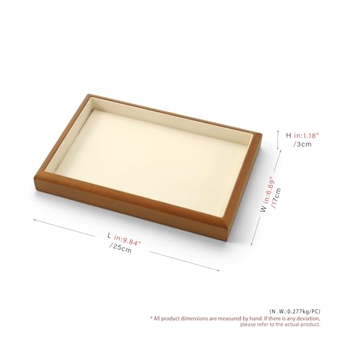 Oirlv Wood & Microfiber Jewelry Tray - color: Cream, size: 1 grid