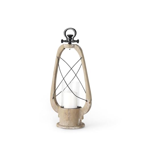 Mercana Furniture & Decor Wooden Votive Zain I by Mercana Candle Holders/Lanterns, 10.0L x 6.0W x 21.5H, Brown | Matte-Black