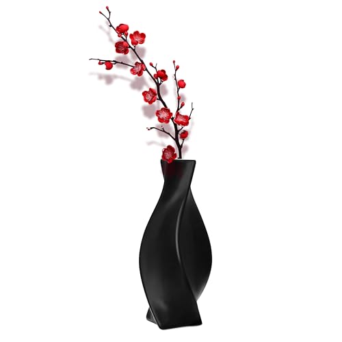 Black Ceramic Vase with Matte Finish – Stylish Watertight Decorative Vase for Fresh or Dried Flowers, Ideal for Home Décor, Table Centerpieces, Weddings, Dining Room, Living Room, or Office