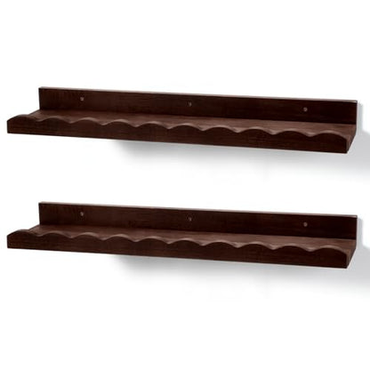 Suzile 2 Pcs Scalloped Floating Wall Shelves,23",Walnut Brown - color: Walnut Brown, size: 23"