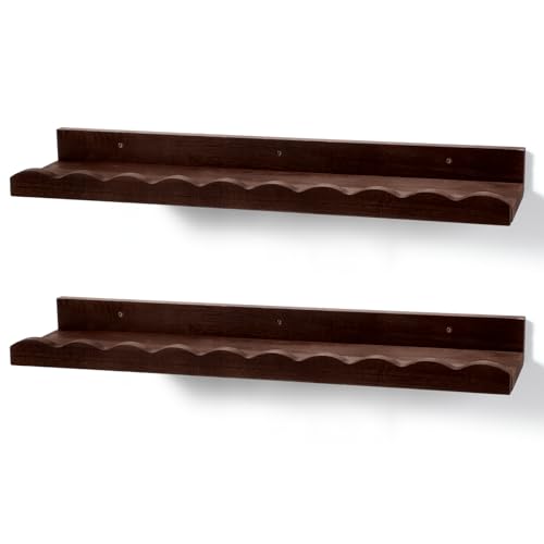 Suzile 2 Pcs Scalloped Floating Wall Shelves,23",Walnut Brown - color: Walnut Brown, size: 23"