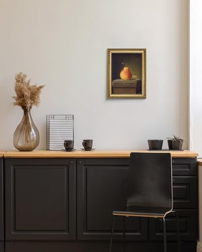 AIMAILON Framed Autumn Pear Insect Picture, American Country Style 8x10 - color: Pear and Butterfly, size: 10"L x 8"W