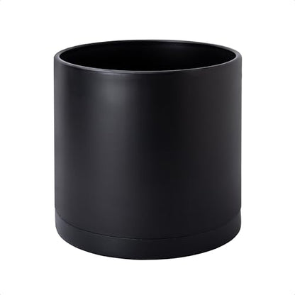 D'vine Dev Plastic Planter Pot with Saucer, 10 in, Black, 74-X-B-2 - color: Matte Black, size: 10"