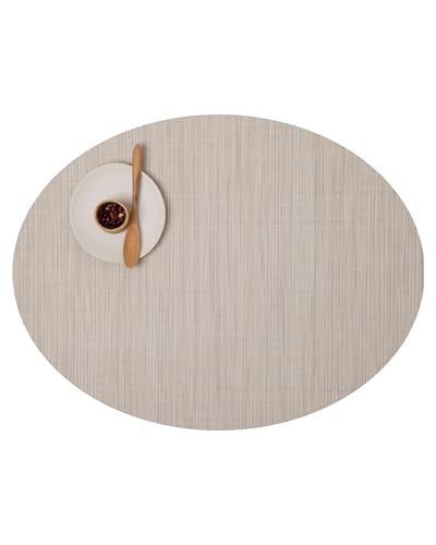 Chilewich Bamboo Placemats Set of 4, Woven Oval Placemats - color: Chino, size: 14"x19.25"