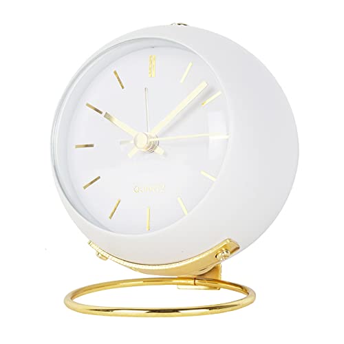 SHISEDECO Small Tableclocks Classic Non-Ticking Tabletop Alarm Clock,White - color: Rn-white