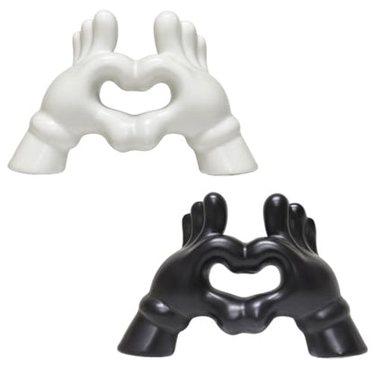Zerzsy Heart Hands Sculpture Figurine, Black & White, Set of 2 - color: Black White-heart Hands