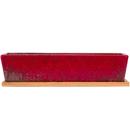 Succulent Pots - 12.1 Inch Large Succulent Planters with Drainage Tray - color: Red
