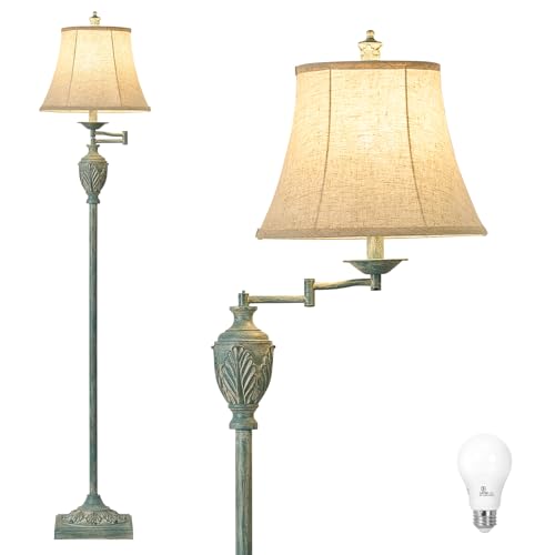 Traditional Floor Lamp with 350° Swing Arm,Including Bulb,Antique Green - color: Antique Green