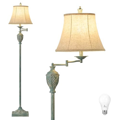 Traditional Floor Lamp with 350° Swing Arm,Including Bulb,Antique Green - color: Antique Green