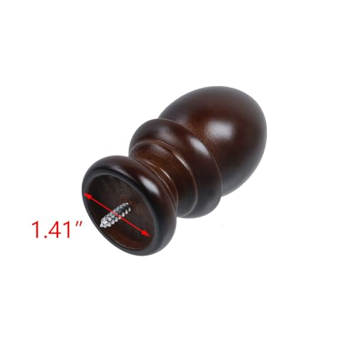 T Tulead Wooden Curtain Rod Finials, Brown, 4PCS - style: Brown, 1.41", 4PCS