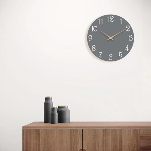 Mosewa Wall Clock Silent Non-Ticking Battery Operated Modern Simple 10" - color: E_gray, size: 10 Inch