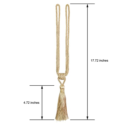 6 Pack Curtain Tiebacks Handmade Tassel Rope Curtain Holdbacks - color: Gold, size: 6p