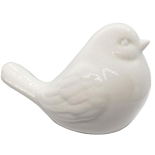 NEW White Bird Figurine, Ceramic Chubby Bird Figure Cottage Animal Bird Statue Decorations for Home Garden Decor Accents - color: White