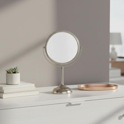 JERDON 6" Tabletop Makeup Mirror - 10X Magnification - Nickel - JP910NB - color: Nickel