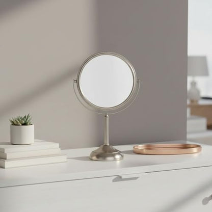 JERDON 6" Tabletop Makeup Mirror - 10X Magnification - Nickel - JP910NB - color: Nickel