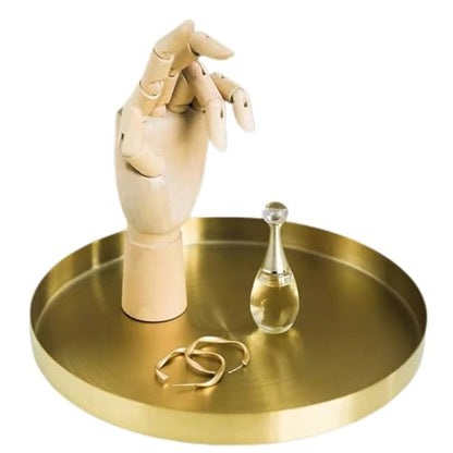i-lan 14" Deep Gold Round Stainless Steel Serving Tray with 1" Raised Rim - style: 1" Raised Edge