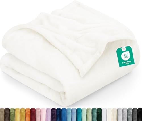 Utopia Bedding Ultra Soft Fleece Bed Blanket Throw Size Ivory (50x60 Inch) - color: Ivory, size: Throw (50x60 Inch)