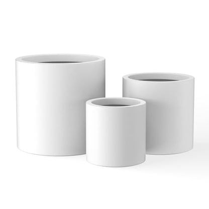 Kante RC0119ABC-C80011 Set of 3 Lightweight Concrete Modern Cylinder Outdoor Planters, 15.8, 12.9 and 9.8 Inch Diameter, Pure White - color: Pure White, size: 9.8",12.6",15.7" Dia