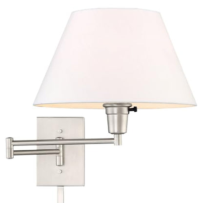 Kira Home Cambridge 15" Modern Swing Arm Wall Sconce with 3-Way Switch - color: Brushed Nickel,White Shade