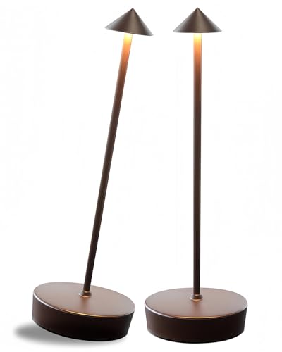 2 Packs Cordless Rechargeable Table Lamp 7200mAh Portable Touch Control LED Dimmable Rechargeable Table Lamp for Bedroom Reading(2 Packs Brown) - color: Rust, size: 2 Packs