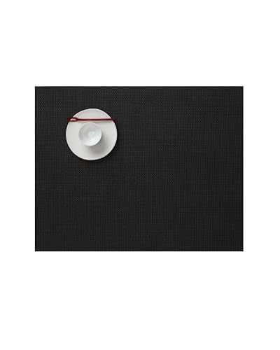 Chilewich Mini Basketweave Placemats, Woven Rectangle Placemats Set of 4 - color: Black, size: 14"x19"