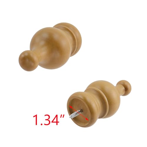 T Tulead Wood Curtain Rod Finials, Wood Color, 1.34-Inch, 2PCS - style: Wood, 1.34", 2PCS