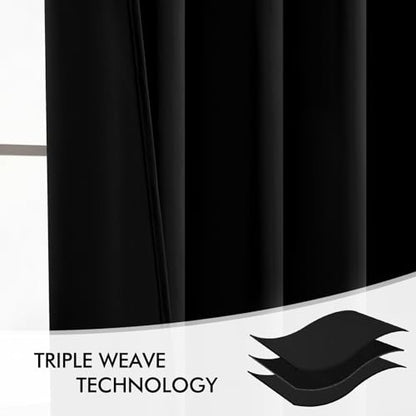 MIULEE 2 Panels Set Black Back Tab Blackout Curtains 52x96 Inch Long - color: Black, size: 52"W x 96"L (Pack of 2)