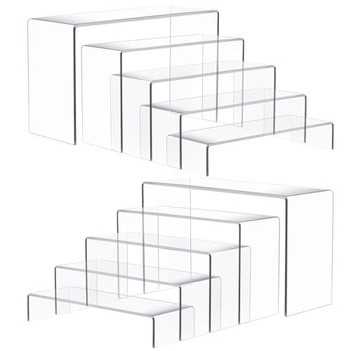 Anglelife Large Acrylic Risers for Display, 2 Set 10Pcs Acrylic Stands