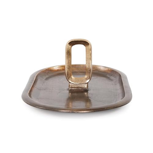 Howard Elliott Collection Golden Ore Oval Tray with Handles, Ombre Gold to Bronze Aluminum Decorative Tray for Coffee Table, Console or Serving Accent, 5.5H x 16W x 10D, Gold Bronze - size: 16" x 10" x 5.5"