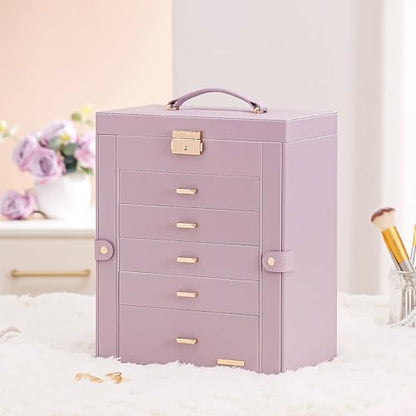 Homde Jewelry Box Large for Women: 6 Layers Organizer with 5 Drawers - color: Gray Purlpe