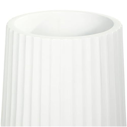 Deco 79 Resin Decorative Vase Large Ribbed Floor Centerpiece Vase, Flower Vase for Home Decoration 18" x 18" x 30", White