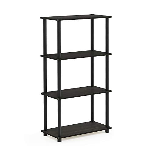 Furinno Turn-N-Tube Toolless 4-Tier Storage Shelves, Espresso - color: Espresso/Black, size: 4-Tier Round Tube