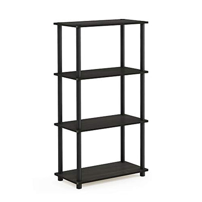 Furinno Turn-N-Tube Toolless 4-Tier Storage Shelves, Espresso - color: Espresso/Black, size: 4-Tier Round Tube