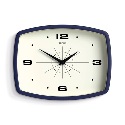 JONES CLOCKS® Movie wall Clock | Rectangular Retro Clock | 10" | Navy Blue - color: Midnight Blue