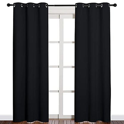 NICETOWN Black Blackout Curtains for Living Room 42 x 84 inches 2 Panels - color: Black, size: 42"W x 84"L (Pack of 2)