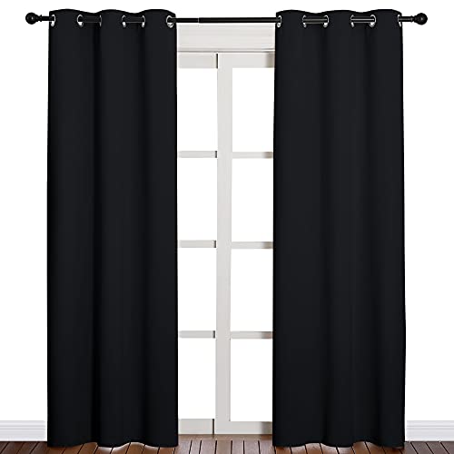 NICETOWN Black Blackout Curtains for Living Room 42 x 84 inches 2 Panels - color: Black, size: 42"W x 84"L (Pack of 2)