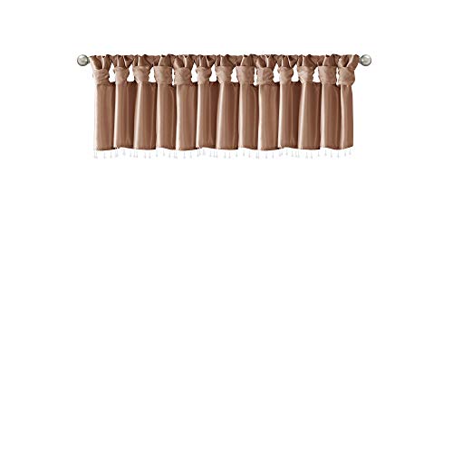 MADISON PARK Emilia Faux Silk Brick Red Valances for Windows Elegant , Rust Window Valance with Beads , 50" W X 26" L , Spice - color: Spice, size: 50"W x 26"L (Pack of 1), style: Valance