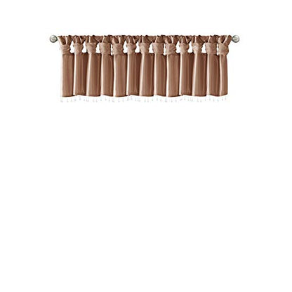 MADISON PARK Emilia Faux Silk Brick Red Valances for Windows Elegant , Rust Window Valance with Beads , 50" W X 26" L , Spice - color: Spice, size: 50"W x 26"L (Pack of 1), style: Valance