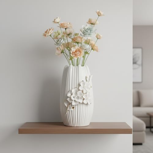 White Ceramic Vase,Modern Vase for Centerpieces,9 Inch - color: White, size: 9 inch