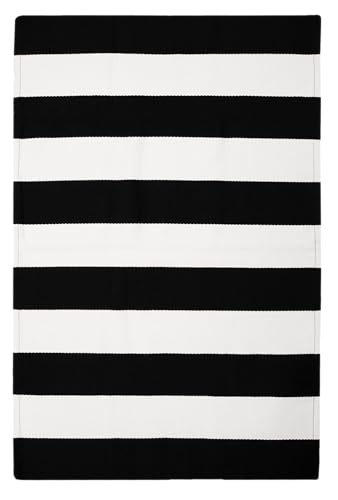 KILOCOCO Black and White Striped Rug 2.3'x3.6' Washable Front Door Mat - color: Black and White Stripe, size: 2'4" x 3'7" (Rectangular)