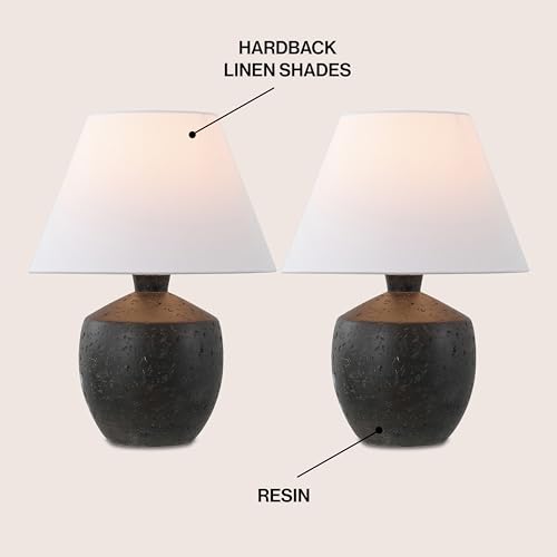 JONATHAN Y Myron 18" Concrete Effect Table Lamp, Black, Set of 2 - color: Black